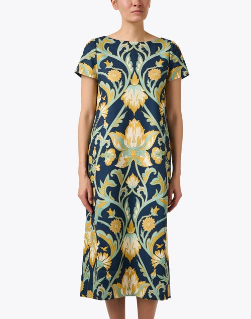 Stylish Adria Reversible Navy Print Midi Dress