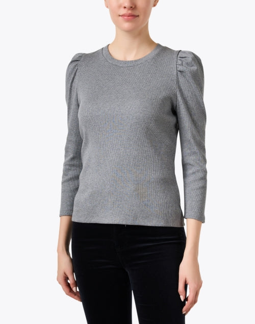 Britney Grey Women's Cotton Fashionable Puff Sleeve Casual Top
