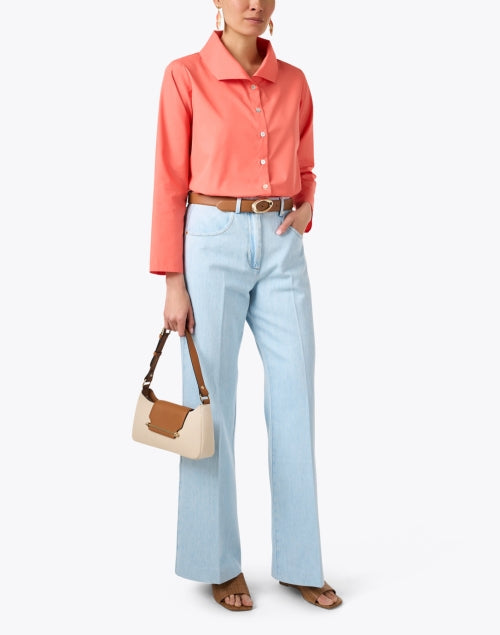 Stylish Coral-Colored Cotton Poplin Shirt for Effortless Styling