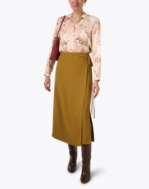 Stylish Ligea Ginger Brown Women's Wrap Midi Skirt