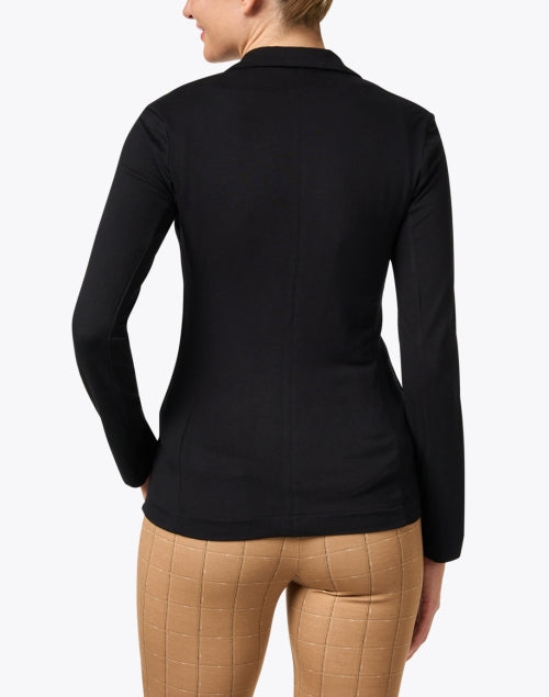 Black Knitted Stretch Formal Blazer for Casual Wear