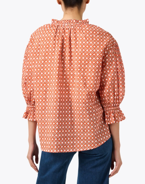Ro's Garden Rachel Women's Geometric Print Orange Blouse for Weekday Wear