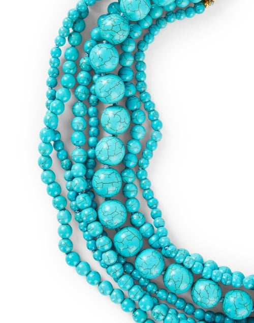 Stylish Turquoise Multi-Strand Beaded Necklace by Kenneth Jay Lane
