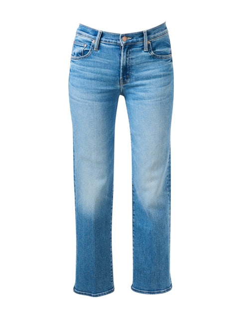 Mother's Light Blue Semi - Rigid Straight - Leg Ankle Jeans for a Laid - Back Look