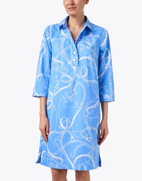 Stylish Charlotte Blue Equestrian Pattern Mini Dress for Any Occasion