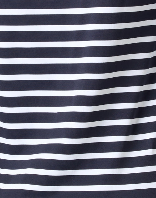 Fashionable Navy and White Striped Meryl UV-Protected Shirt