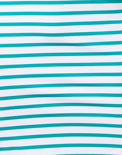 Stylish Saint James Green and White Horizontally Striped Stretch Dress
