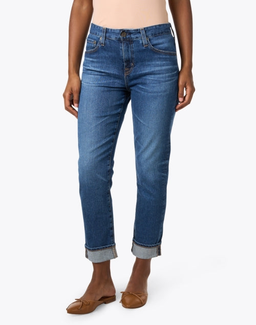 AG's Comfortable Dark-Wash Stretch Slim Boyfriend Relaxed Fit Blue Jeans