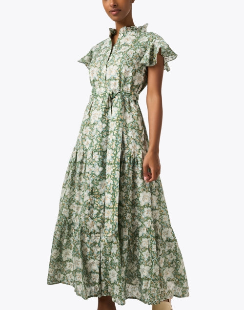 Stylish Women's Green Floral Printed Summer Dress