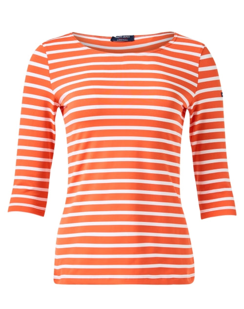 Stylish Garde Orange and White Striped Cotton Jersey Top for a Nautical Look