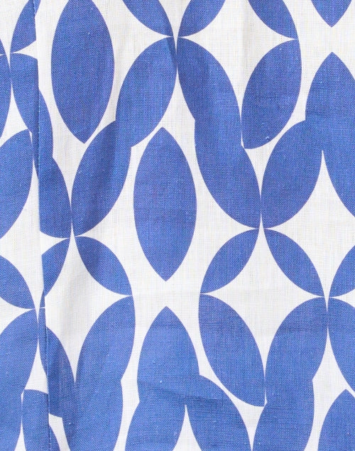 Elegant Rita Blue Abstract Floral Print Linen Women's Jacket for Special Occasions