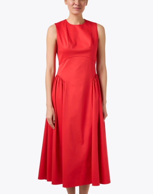 Stylish Red Cotton Poplin Grayson Fit-and-Flare Dress