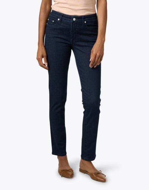 Stretchable Pacific Blue Slim Straight-Leg Denim Jeans