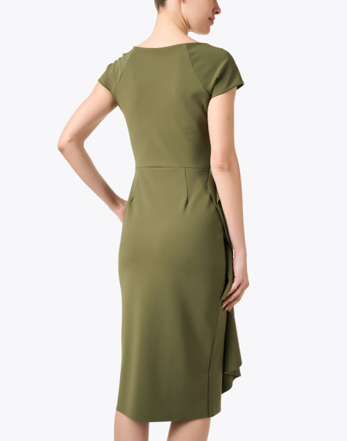Stylish Marianella Green Stretch Jersey Dress with Ruffle Detail