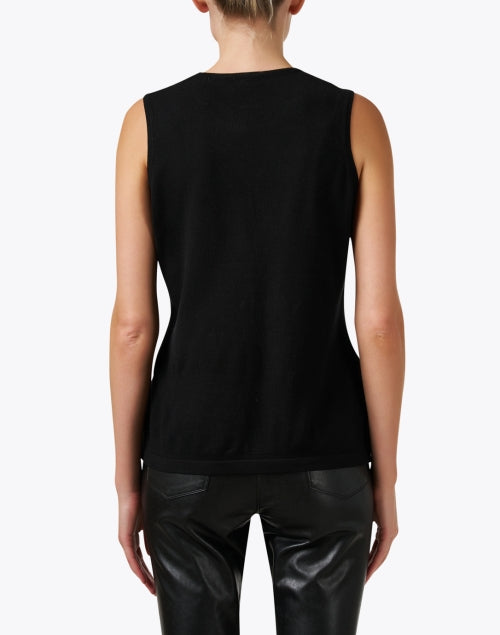 Chic Black Semi - Relaxed Sleeveless Crew - Neck Top