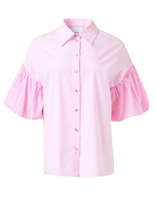 Sweet Pink Striped Linen-Cotton Women's Sophisticated Blouse