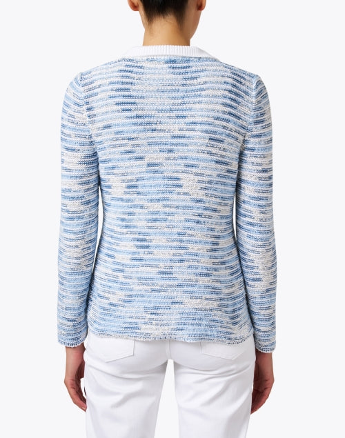 Olimpia Blue and White Knit Heathered Stylish Jacket