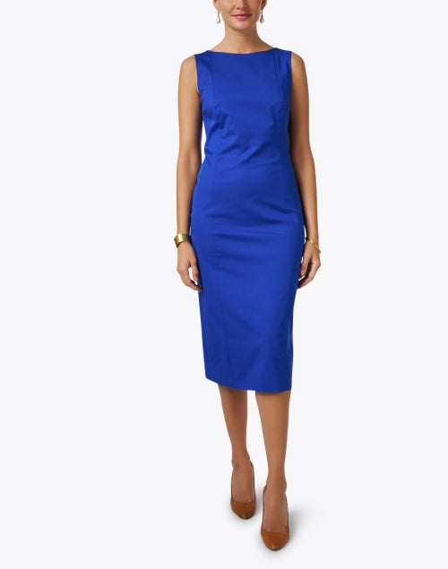 Elegant Cornflower Blue Cotton Blend Sheath Dress by Max Mara Studio