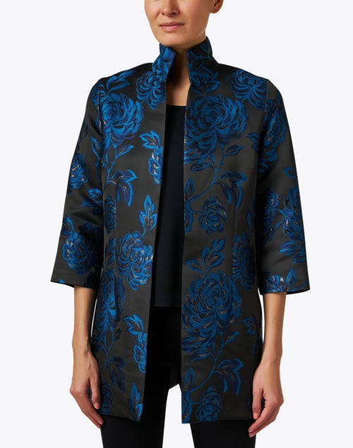 Rita Floral Jacket in Stunning Black and Blue Hues