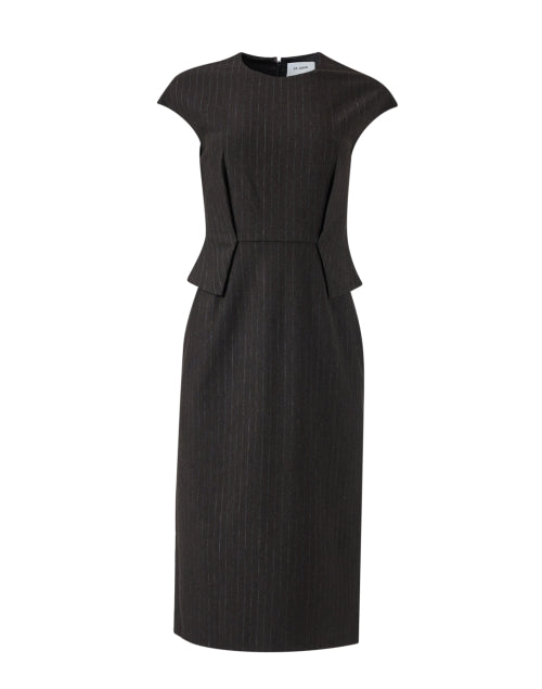 Stylish Brown Pinstriped Peplum Dress for a Chic Look