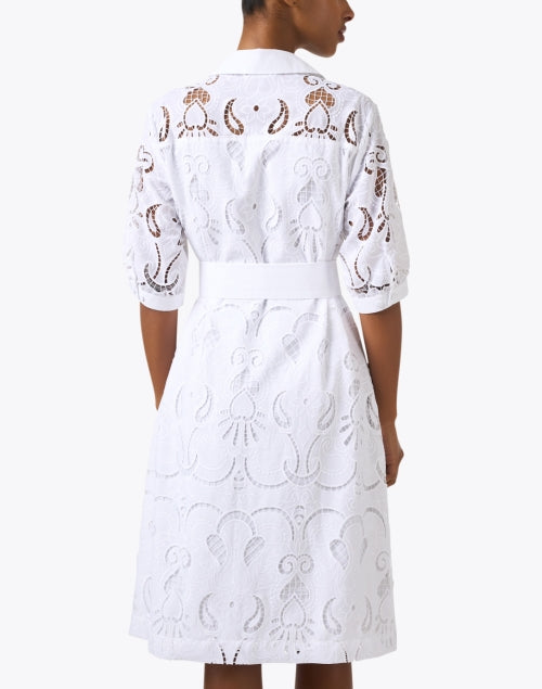 Stylish Luca White Eyelet Button - Down Shirt Dress for Warm Weather