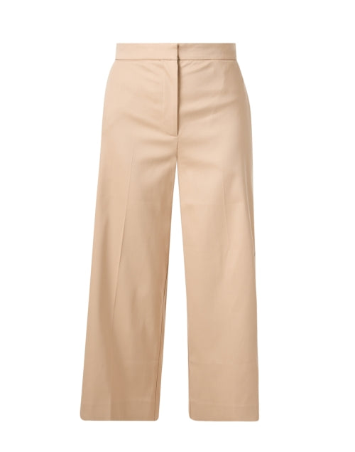 Beige Stretch Wide Leg Cropped Ankle Pants by Joseph
