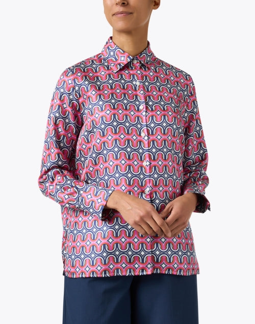 Mariela Women's Multi - colored Geometric Patterned Silk Top