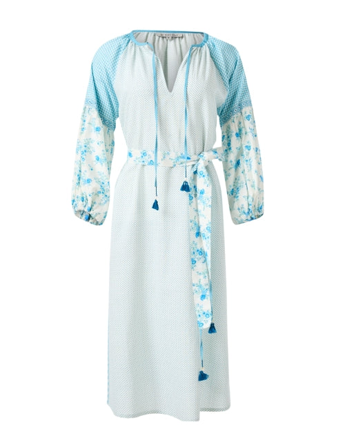 Stunning Avah Blue Multi - Patterned Cotton Dress