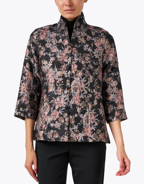 Stylish Women's Ronette Black Floral Jacquard Designer Jacket
