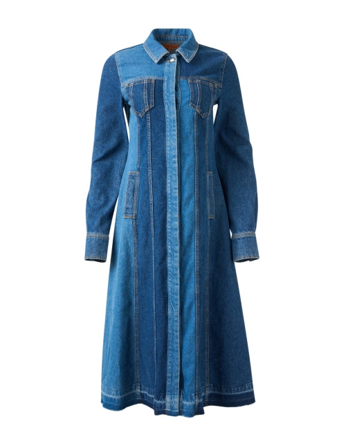 Stylish Two - Tone Cotton Denim Shirt - Style A - Line Dress