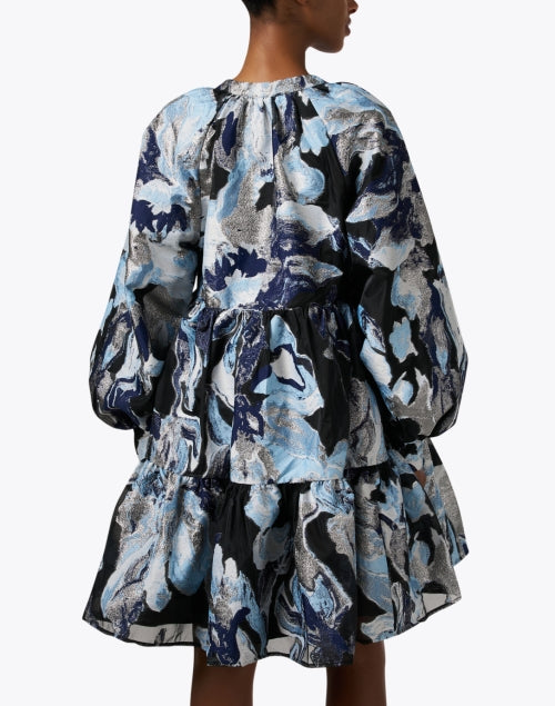 Stylish Jasmine Blue Multi-Colored Jacquard Organza Women's Evening Dress