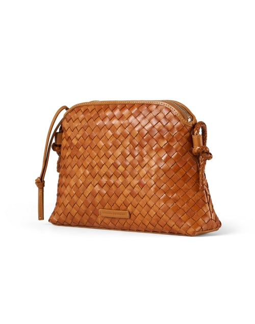 Brown Woven Leather Mallory Crossbody Bag with Braided Strap