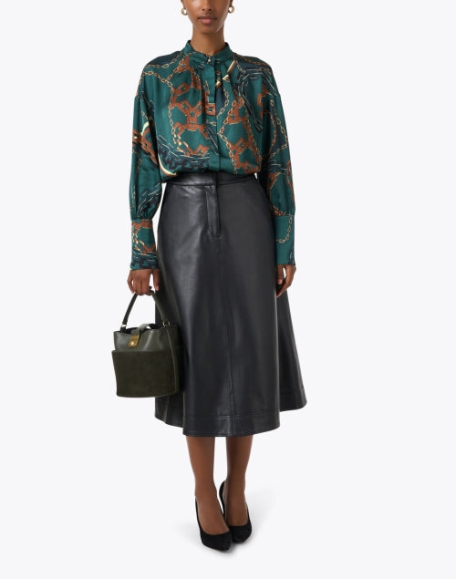 Stylish Green Blouse with All - over Chain Link Print