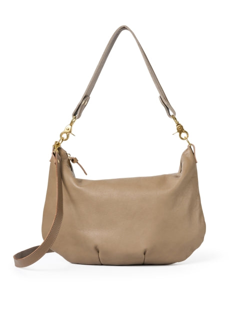 Elegant Medium Taupe Italian Leather Messenger Bag