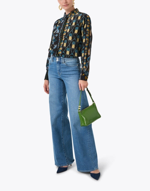 Stylish Black Shirt with Intricate Multi - Print Floral and Botanical Motifs