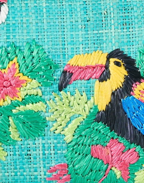 Stylish Turquoise Embroidered Raffia Handheld Clutch Bag - Candice Design