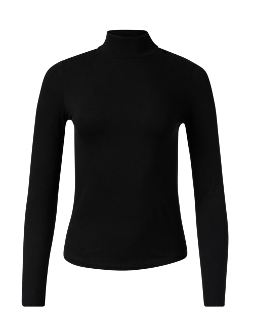 Stylish Black Long - Sleeved Mock Neck Women's Top