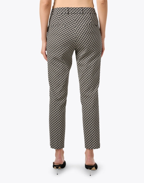 Stretchable Black and Brown Jacquard Cropped Trousers - Ideal Pant for Various Occasions
