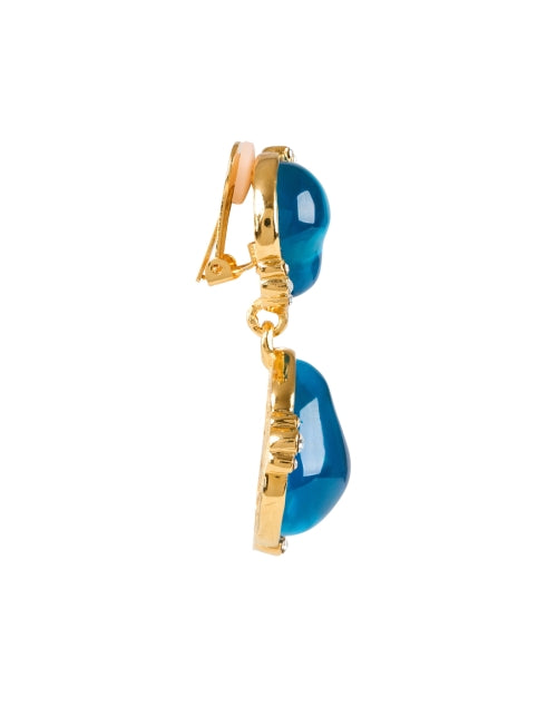 Kenneth Jay Lane's Aqua Blue Cabochon Gold - Plated Brass Drop Earrings for Women