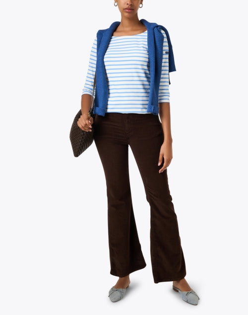 Stylish French-Made Blue and White Striped Cotton Jersey Top
