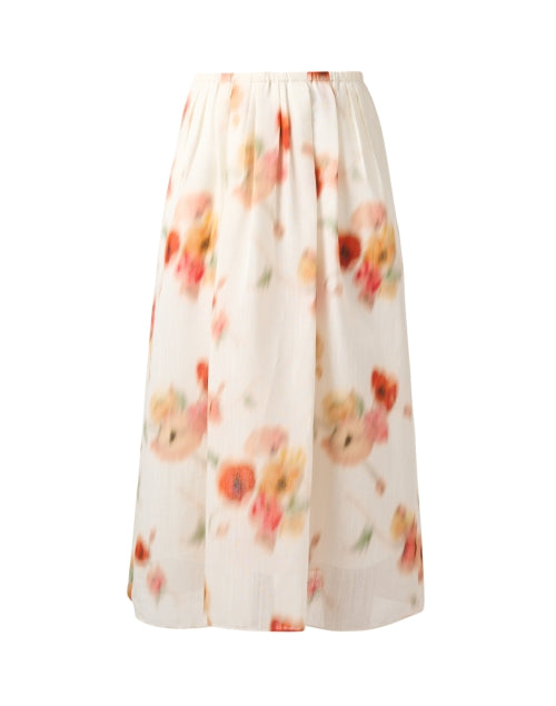 Stylish Vince Cream Midi Skirt with Modern Print and Elastic Waistband