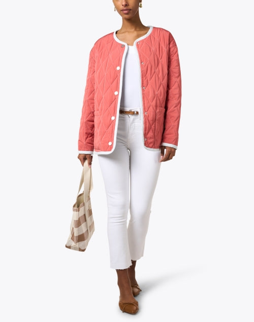 Reversible Coral and Ice Blue Water-Resistant Quilted Fashion Jacket