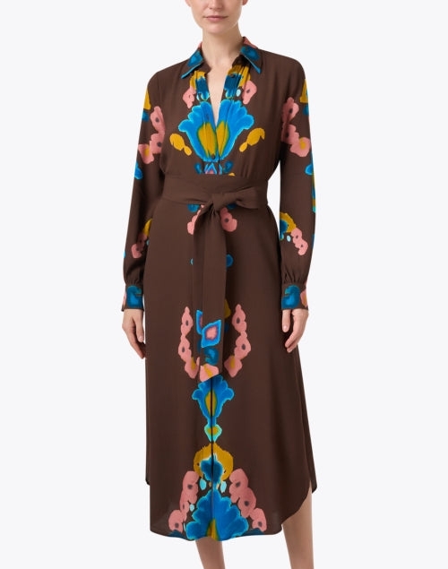 Stylish Loretta Brown Ikat Patterned Women's Dress for Various Occasions