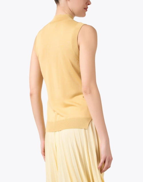 Fomila Luxurious Yellow Silk Sleeveless Mock Neck Top