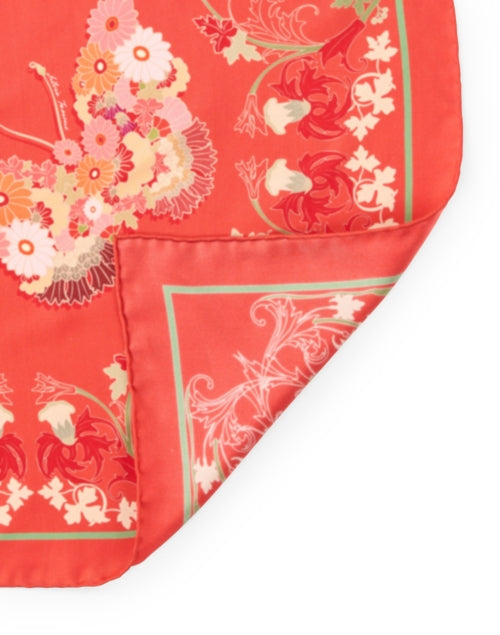 Franco Ferrari Lightweight Silk Scarf with Stunning Coral Floral Print