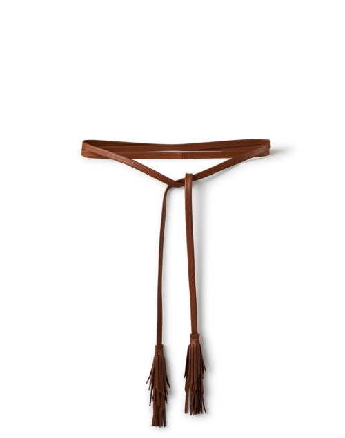 Gatsby Style Brandy-Colored Leather Skinny Wrap Belt for Bohemian Fashion