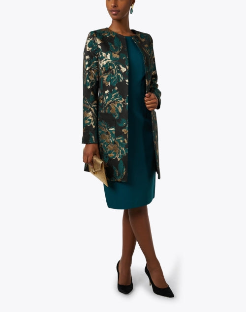 Stylish Alice Floral Jacquard Longline Jacket for a Chic Look