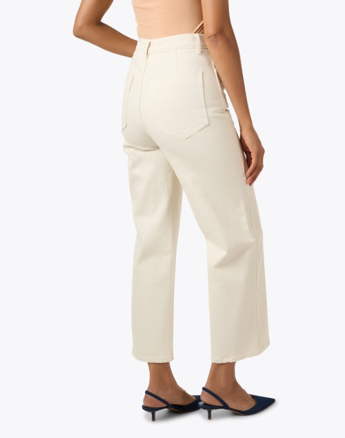Merida Beige Stretchable Wide-Leg Ankle-Fit Denim Jeans
