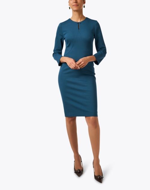 Tamzin Chic Teal Jersey Women's Pencil Dress for Timeless Style