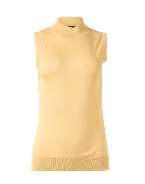 Fomila Luxurious Yellow Silk Sleeveless Mock Neck Top
